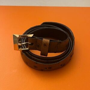 Brown Leather Belt with Gold Buckle